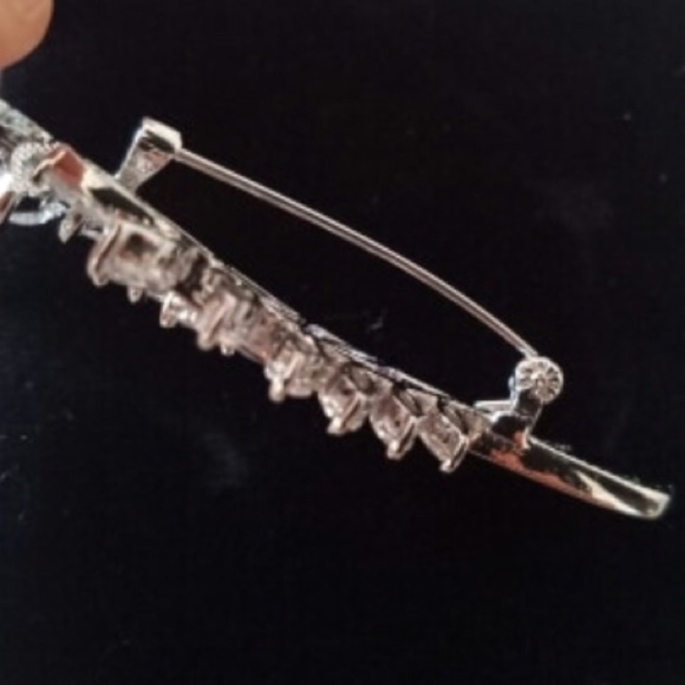 🆕White Gold Dipped Brooch 9.25TCW 2.5" - Picture 6 of 8